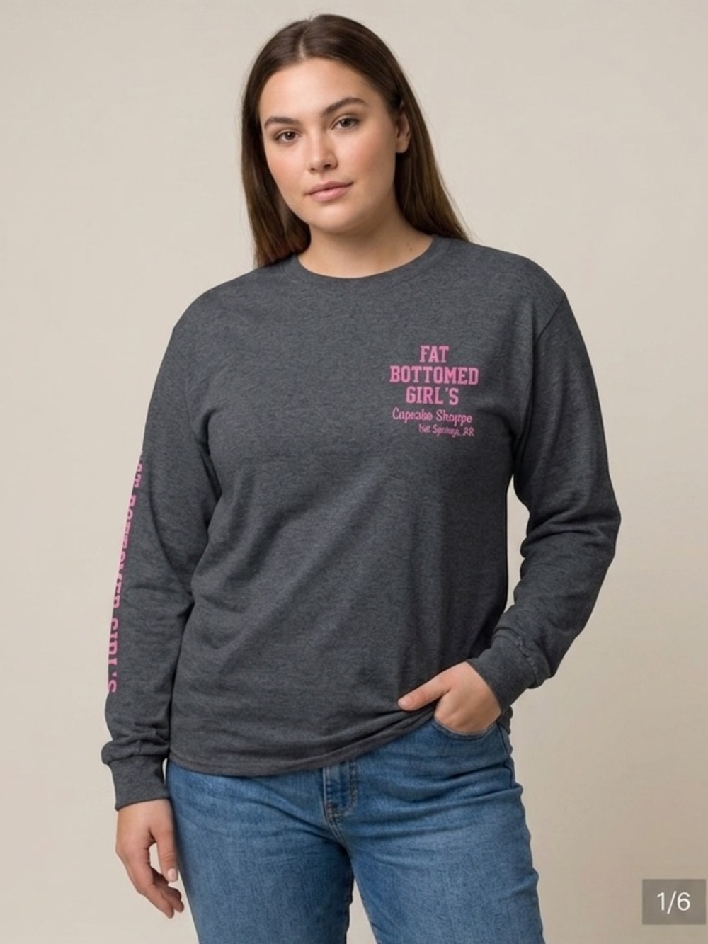 Gildan Ultra Cotton Gray Fat Bottom Girl's Cupcake Shirt Size M